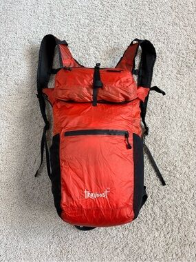 TRAVOOST Orange Nylon ULTIMA 22 Collapsible BACKPACK w/ Waist BAG Fanny PACK